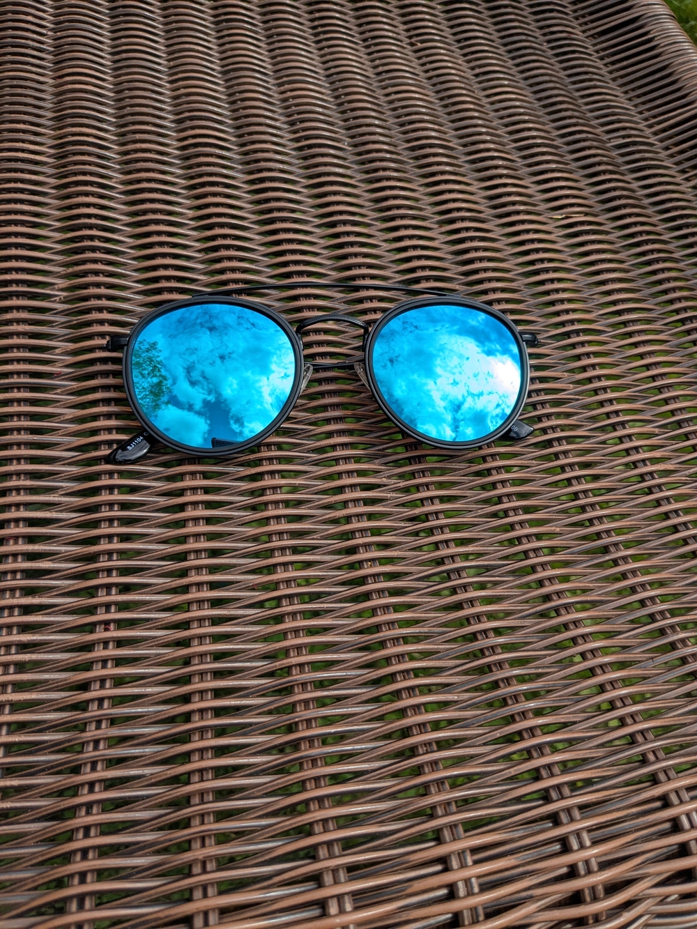 Polarized Black Frame Sunglasses with Blue Mirrored Lenses